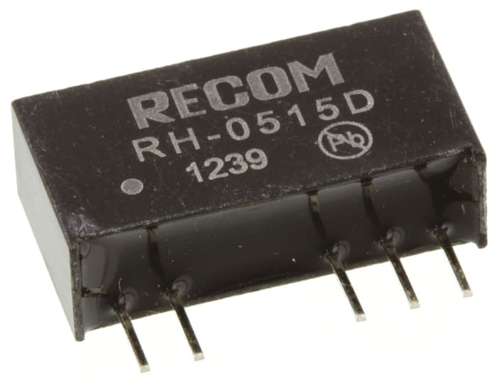 Recom Isolated DC-DC Converter, ±15V dc/ ±33mA Output, 4.5 → 5.5 V dc Input, 1W, Through Hole, +85°C Max Temp