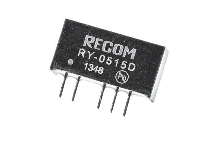 Recom RY DC-DC Converter, ±15V dc/ ±33mA Output, 4.75 → 5.25 V dc Input, 1W, Through Hole, +70°C Max Temp -40°C