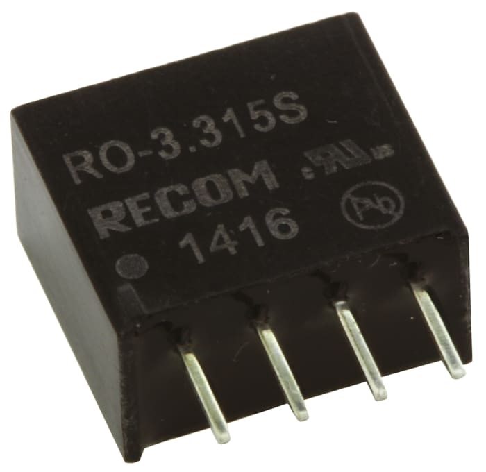 Recom RO DC-DC Converter, 15V dc/ 66mA Output, 2.97 → 3.63 V dc Input, 1W, Through Hole, +85°C Max Temp -40°C
