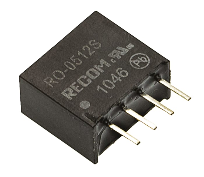 Recom RO DC-DC Converter, 12V dc/ 83mA Output, 4.5 → 5.5 V dc Input, 1W, Through Hole, +85°C Max Temp -40°C Min