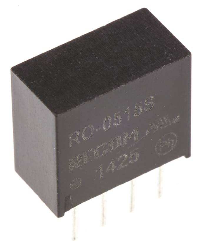 Recom RO DC-DC Converter, 15V dc/ 66mA Output, 4.5 → 5.5 V dc Input, 1W, Through Hole, +85°C Max Temp -40°C Min