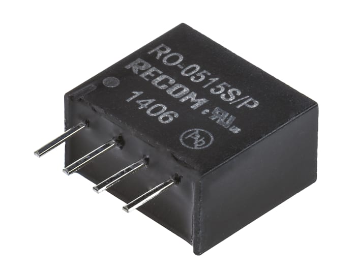 Recom RO DC-DC Converter, 15V dc/ 66mA Output, 4.5 → 5.5 V dc Input, 1W, Through Hole, +85°C Max Temp -40°C Min