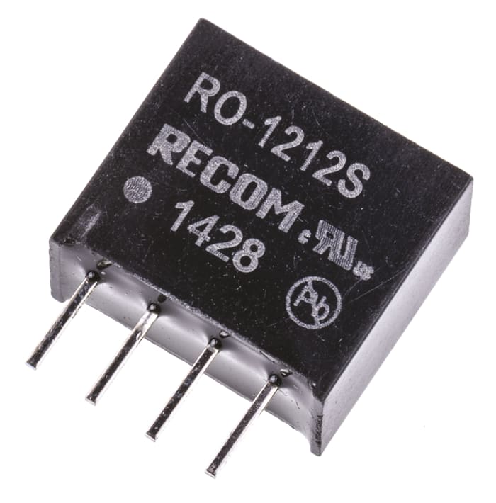 Recom RO DC-DC Converter, 12V dc/ 83mA Output, 10.8 → 13.2 V dc Input, 1W, Through Hole, +85°C Max Temp -40°C