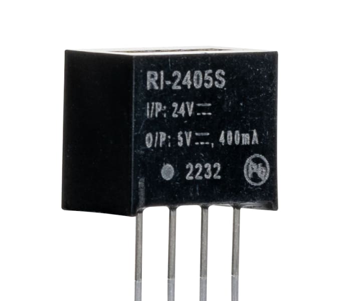 Recom RI DC-DC Converter, 5V dc/ 400mA Output, 21.6 → 26.4 V dc Input, 2W, Through Hole, +85°C Max Temp -40°C