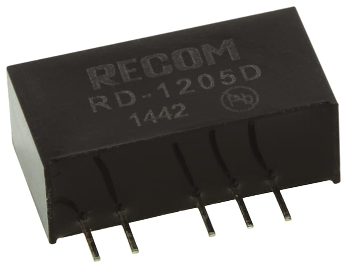 Recom RD DC-DC Converter, ±5V dc/ ±200mA Output, 10.8 → 13.2 V dc Input, 2W, Through Hole, +85°C Max Temp -40°C