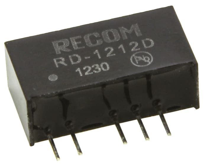Recom RD DC-DC Converter, ±12V dc/ ±84mA Output, 10.8 → 13.2 V dc Input, 2W, Through Hole, +85°C Max Temp -40°C
