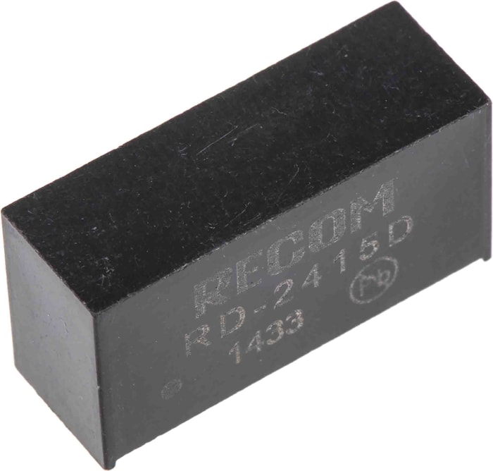 Recom RD DC-DC Converter, ±15V dc/ ±66mA Output, 21.6 → 26.4 V dc Input, 2W, Through Hole, +85°C Max Temp -40°C