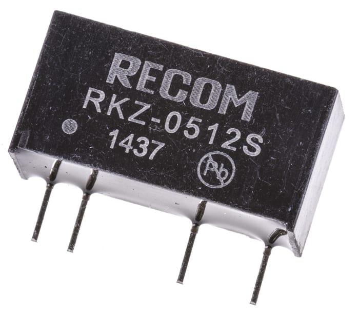 Recom RKZ DC-DC Converter, 12V dc/ 168mA Output, 4.5 → 5.5 V dc Input, 2W, Through Hole, +85°C Max Temp -40°C