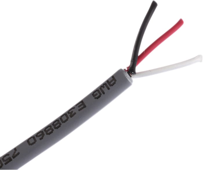 Alpha Wire Alpha Essentials LSZH Communication & Control Series Data Cable, 3 Cores, 0.35 mm², Unscreened, 22 AWG, 30m,