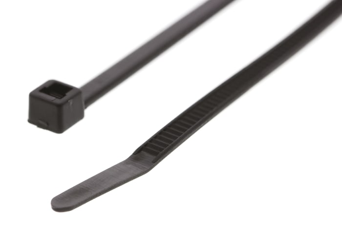 HellermannTyton Cable Tie, 198mm x 3.5 mm, Black Polyamide 6.6 (PA66), Pk-100