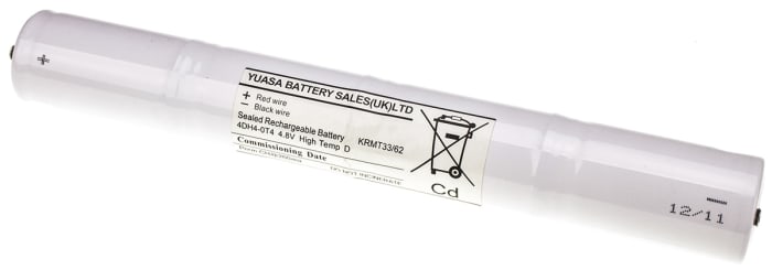 Yuasa NiCd 4,8V D Tipi Şarj Edilebilir Pil Paketi (Batarya Paketi), 4 Hücreli, Tırnaklı, 4000mAh