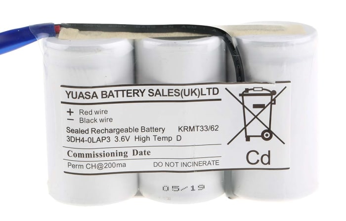 Yuasa NiCd 3,6V D Tipi Şarj Edilebilir Pil Paketi (Batarya Paketi), 3 Hücreli, Kablo Uçlu, 4000mAh