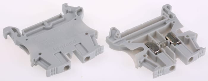 Bloc de jonction rail DIN Legrand 371, 4mm², A visser, Gris