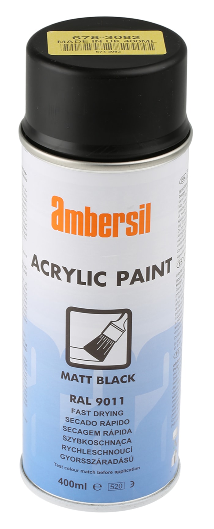 Peinture aérosol Ambersil, Noir RAL 9011 Mat, 400ml