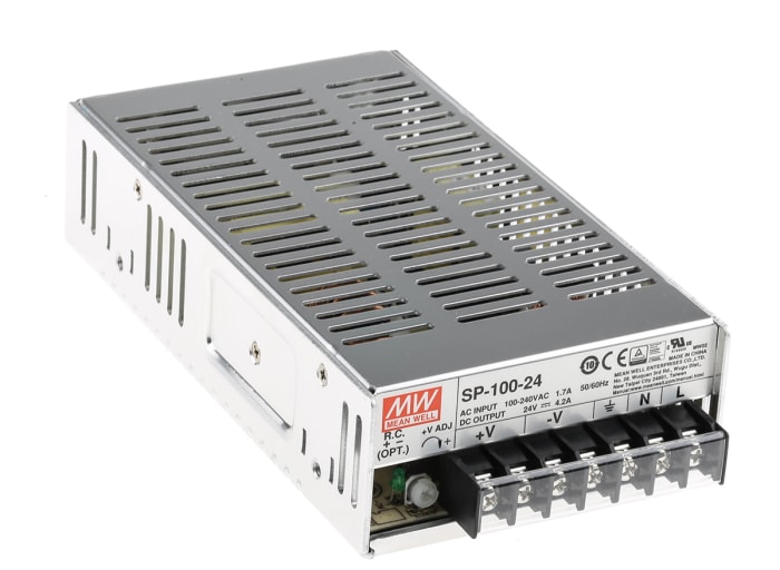 Alimentation à découpage, Mean Well 100.8W, 1 sortie à 24V c.c. 4.2A