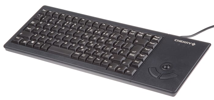 Cherry Wired USB Compact Trackball Keyboard, QWERTY (UK), Black