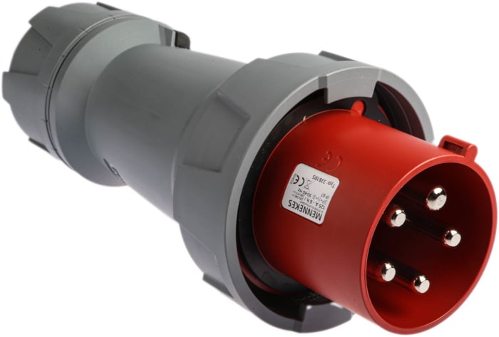 MENNEKES, PowerTOP Plus IP67 Red Cable Mount 3P + N + E Industrial Power Plug, Rated At 125A, 400 V