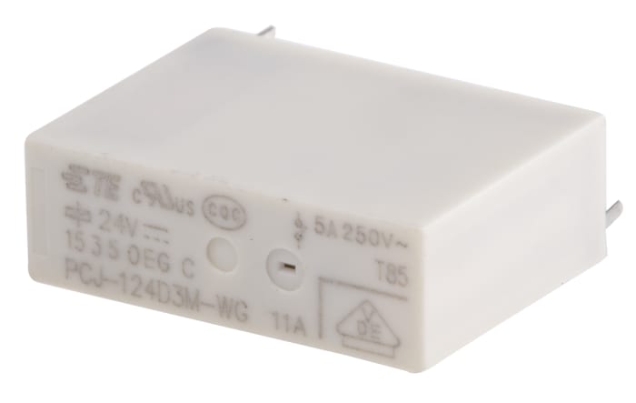 TE Connectivity PCB Mount Power Relay, 24V dc Coil, 5A Switching Current, SPST
