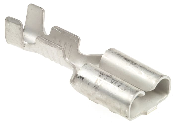 TE Connectivity FASTIN-FASTON .250 Black Uninsulated Female Spade Connector, Crimp, 6.35 x 0.81 mm Tab Size 20 AWG to 15