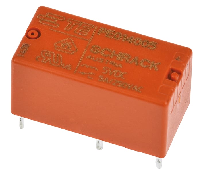 TE Connectivity PCB Mount Power Relay, 5V dc Coil, 5A Switching Current, SPDT