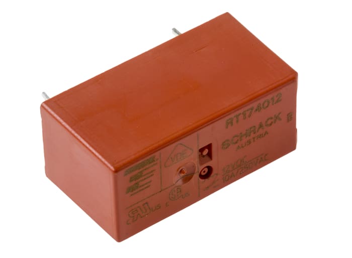 TE Connectivity PCB Mount Power Relay, 12V dc Coil, 10A Switching Current, SPDT