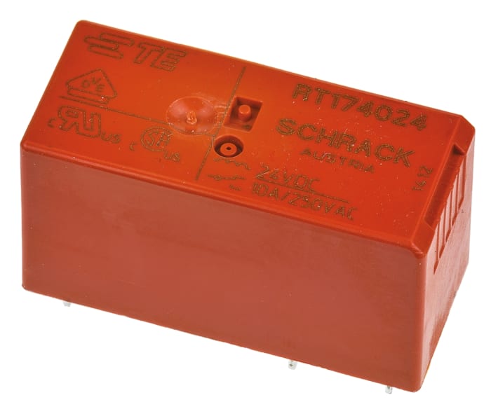 TE Connectivity PCB Mount Power Relay, 24V dc Coil, 10A Switching Current, SPDT