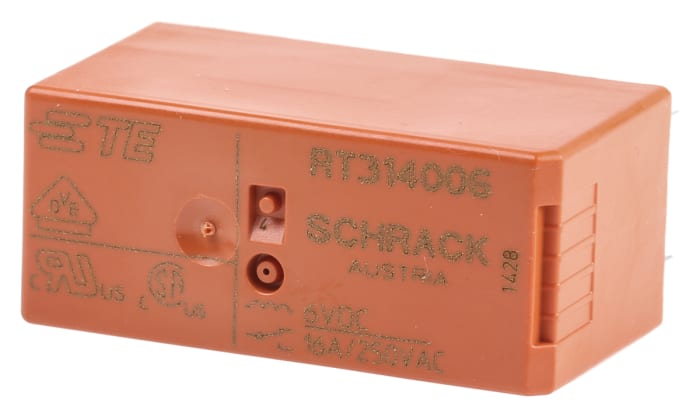 TE Connectivity PCB Mount Power Relay, 6V dc Coil, 16A Switching Current, SPDT
