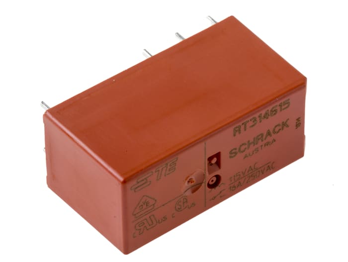 TE Connectivity PCB Mount Power Relay, 115V ac Coil, 16A Switching Current, SPDT