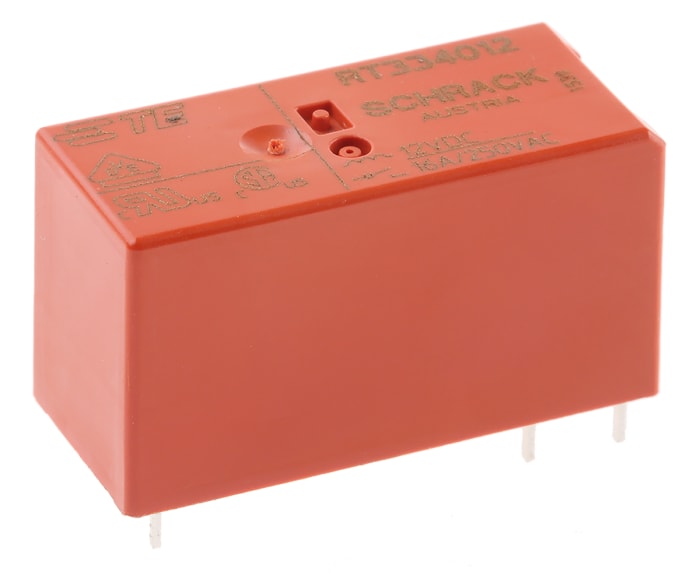 TE Connectivity PCB Mount Power Relay, 12V dc Coil, 16A Switching Current, SPST