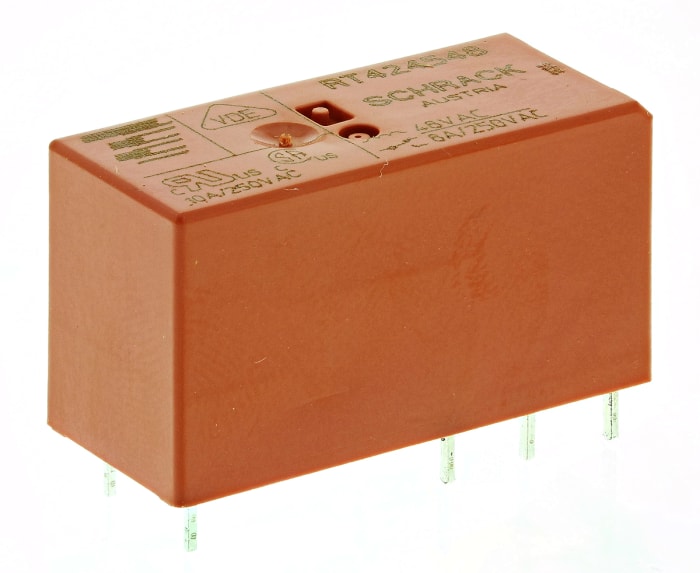 TE Connectivity PCB Mount Power Relay, 48V ac Coil, 8A Switching Current, DPDT