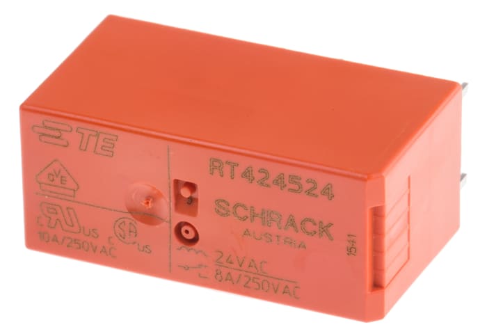TE Connectivity PCB Mount Power Relay, 24V ac Coil, 8A Switching Current, DPDT