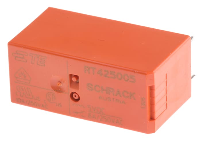 TE Connectivity PCB Mount Power Relay, 5V dc Coil, 8A Switching Current, DPDT