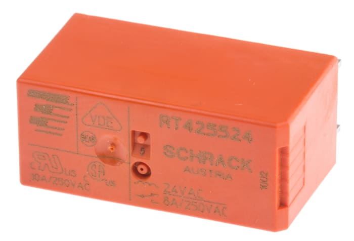 TE Connectivity PCB Mount Power Relay, 24V ac Coil, 8A Switching Current, DPDT