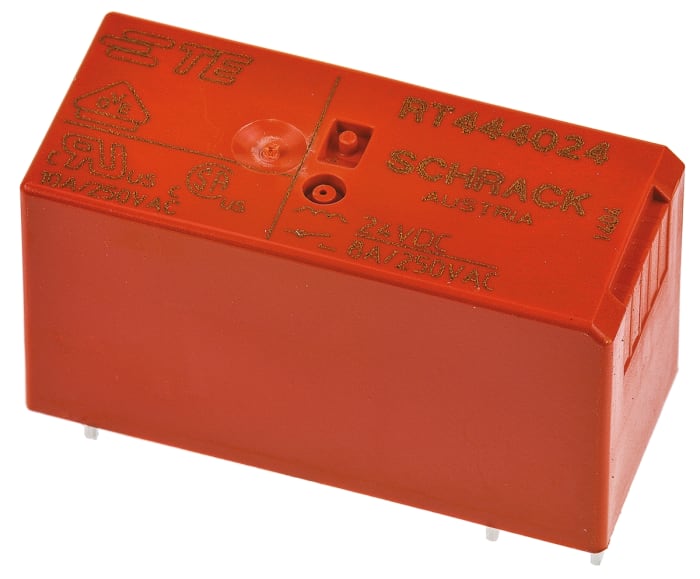 TE Connectivity PCB Mount Power Relay, 24V dc Coil, 8A Switching Current, DPST