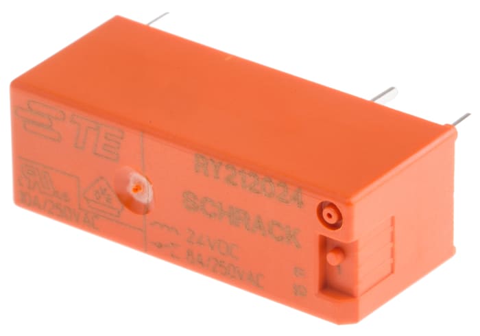 TE Connectivity PCB Mount Power Relay, 24V dc Coil, 8A Switching Current, SPDT