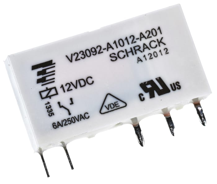 Výkonové relé SPDT Montáž na PCB 12V dc SNR