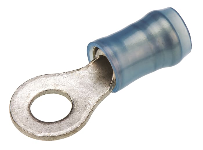 TE Connectivity, PIDG Insulated Ring Terminal, M4 Stud Size, 1mm² to 2.6mm² Wire Size, Blue