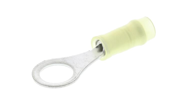 TE Connectivity, PIDG Insulated Ring Terminal, M4 Stud Size 26 AWG 22 AWG Wire Size, Yellow