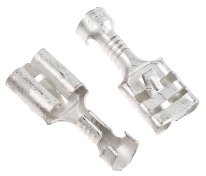 TE Connectivity FASTIN-FASTON .250 Black Uninsulated Female Spade Connector, Crimp, 6.35 x 0.81 mm Tab Size 17 AWG to 13