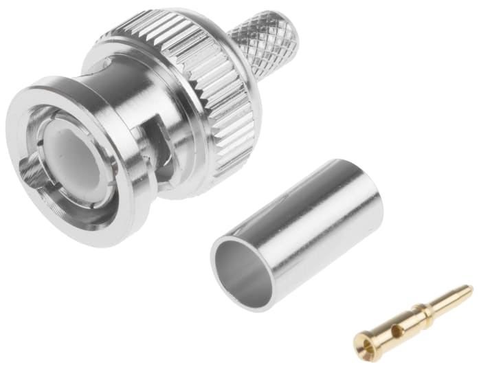 Connecteur BNC TE Connectivity Mâle Droit, raccordement A sertir 50Ω Montage sur câble