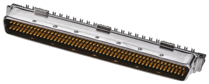 TE Connectivity Male 100 Pin Right Angle Cable Mount SCSI Connector 1.27mm Pitch, IDC