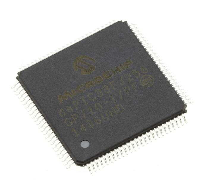 DSPIC33FJ256GP710-I/PF Microchip, 16bit Digital Signal Processor 40MIPS 256 kB Flash 100-Pin TQFP