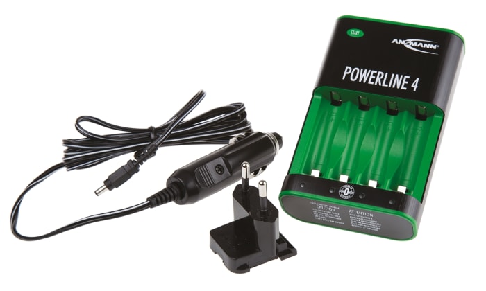 Ansmann Powerline 4 Zerowatt Battery Charger For NiCd, NiMH AA, AAA with EURO, UK plug