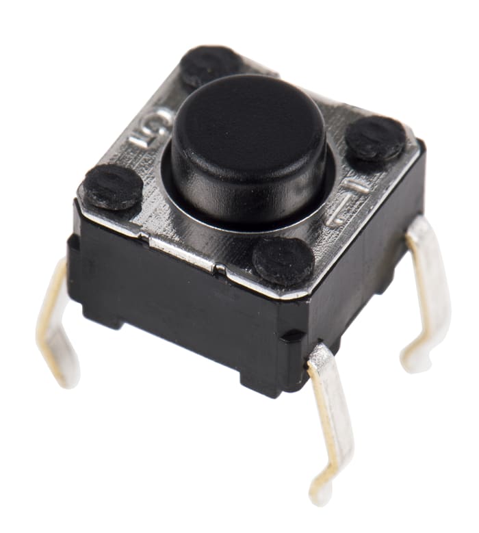 Omron Black Plunger Tactile Switch, SPST 50 mA @ 24 V dc 0.9mm Through Hole