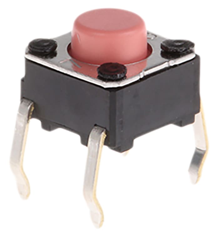 Omron Pink Plunger Tactile Switch, SPST 50 mA @ 24 V dc 0.9mm Through Hole