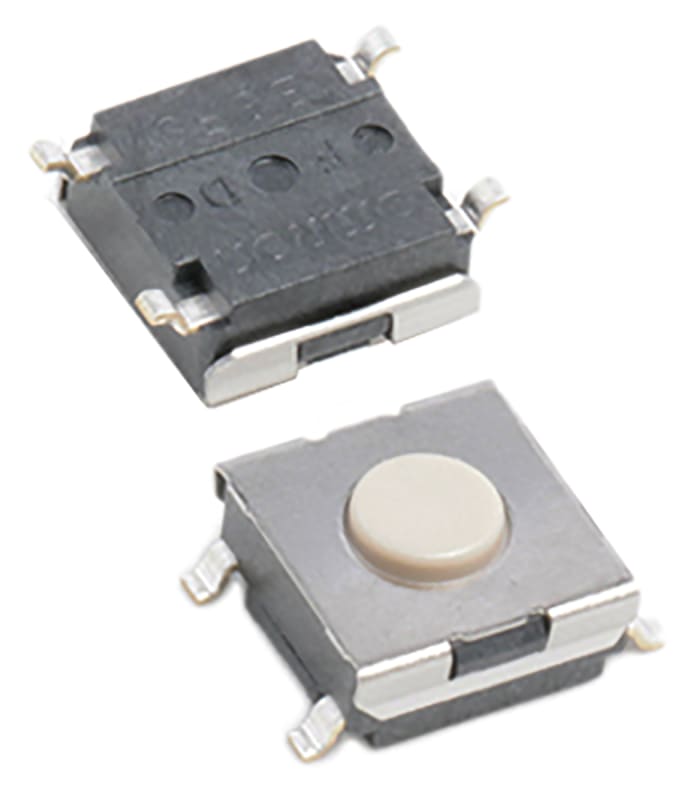 Omron Plunger Tactile Switch, SPST 50 mA @ 24 V dc 0.5mm Through Hole