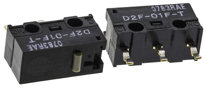 Omron Pin Plunger Micro Switch, PCB Terminal, 100 mA @ 30 V dc, SPDT, IP40