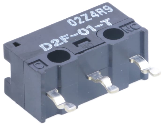 Omron Pin Plunger Micro Switch, PCB Terminal, 100 mA @ 30 V dc, SPDT, IP40