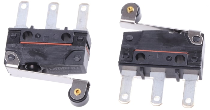 Omron Roller Lever Micro Switch, Tab Terminal, 2 A @ 250 V ac, SPDT, IP67