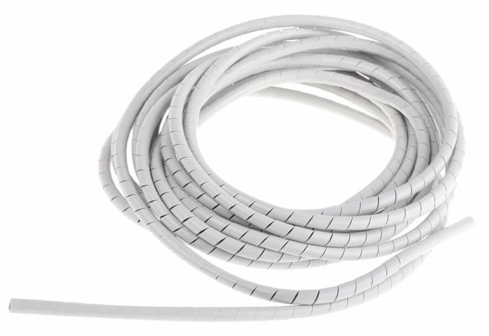 Gaine de câble spiralée HellermannTyton, Ø 4mm → 5mm, Ø interne 4mm, Gris, en PE